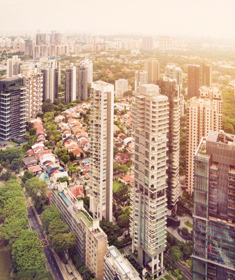 Singapore Cityscape Skyline With Residential Skyscrapers Buildings